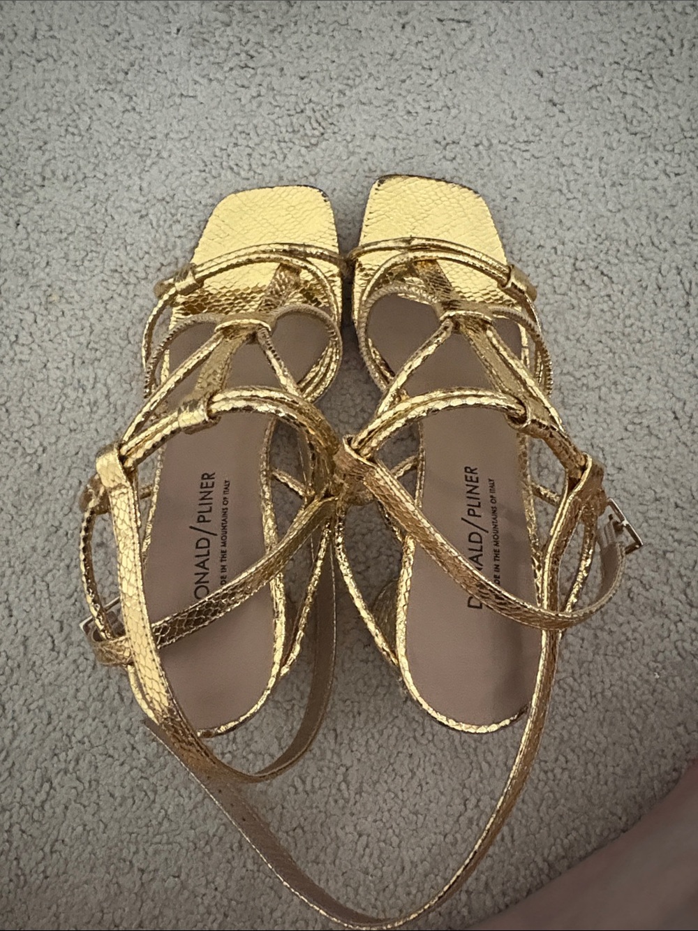 Donald J. Pliner Braided Metallic Gold Strappy Sandals